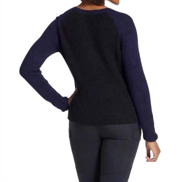 NEW ANATOMIE reilly cashmere colorblock sweater in navy/black - Picture 3 of 3